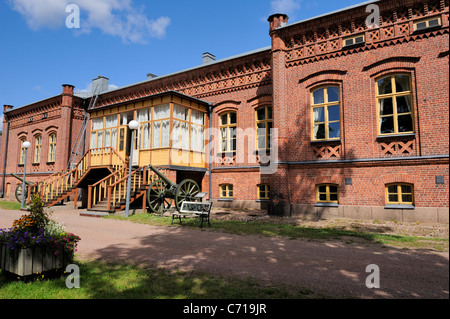 The Garrison Club building in Hamina town. This former residence of the head of the Imperial Finnish Cadet School was built in.. Stock Photo