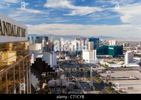 United States of America, Nevada, Las Vegas, Elevated view of the Hotels and Casinos along the Strip Stock Photo