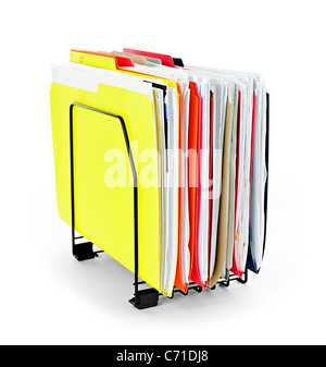 File folders with documents in vertical organizer Stock Photo