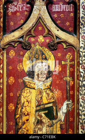 Cawston, Norfolk, rood screen. St. Ambrose, Bishop of Milan, one of The Four Latin Doctors of The Church  male saint saints Stock Photo