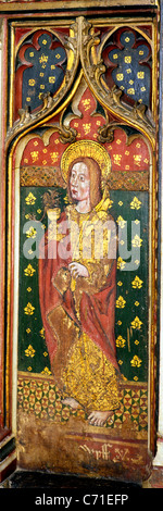 Cawston, Norfolk, rood screen. St. John the Evangelist male saint saints English screens church churches England  UK Medieval Stock Photo