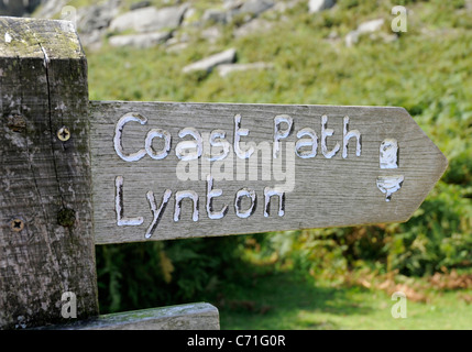 Coast Path to Lynton Sign Stock Photo