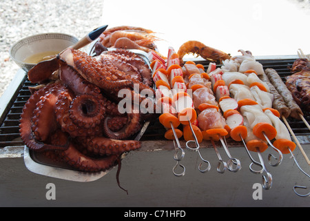 Seafood Barbecue in Greece Stock Photo