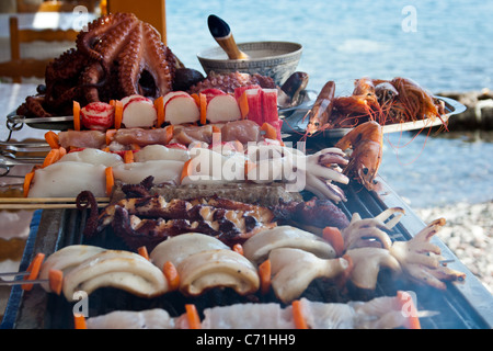 Seafood Barbecue in Greece Stock Photo