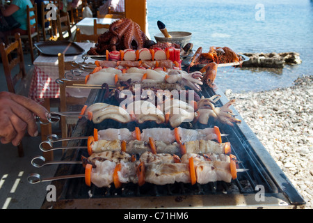 Seafood Barbecue in Greece Stock Photo