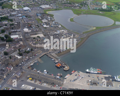 dh  KIRKWALL ORKNEY Kirkwall harbour and Peerie Sea Kirkwall town view from above port aerial scotland uk islands