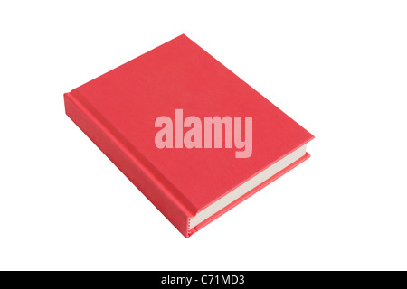 a red casebound hardback book with spine isolated on a white abckground Stock Photo