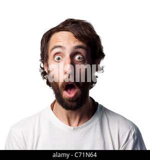 A look of shock on this young mans face Stock Photo