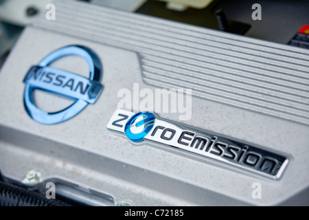 Nissan Leaf battery electric motor engine car green eco zero emission Stock Photo