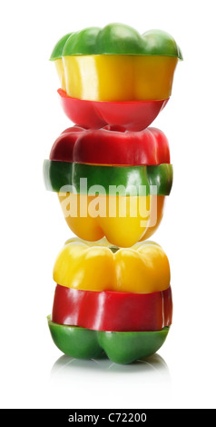 Stack of Sliced Capsicums Stock Photo