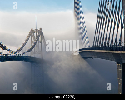 Penobscot Narrows Bridge in Bucksport Maine Stock Photo