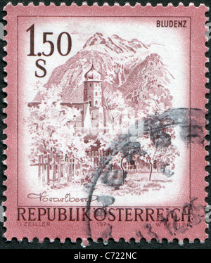 AUSTRIA - 1974: A stamp printed in Austria, is shown Bludenz, Vorarlberg Stock Photo