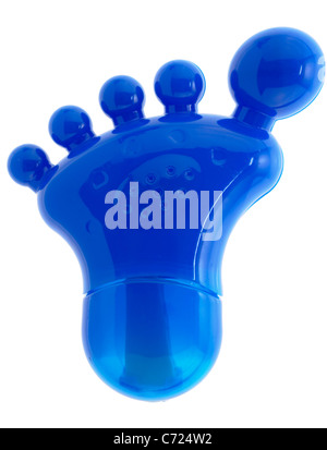 Blue foot shaped plastic pencil sharpener Stock Photo