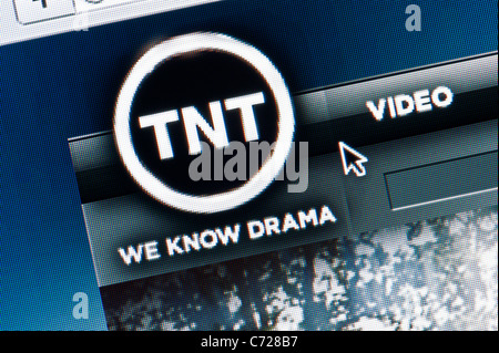 Close up of the TNT logo as seen on its website. (Editorial use only: print, TV, e-book and editorial website). Stock Photo