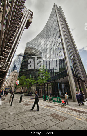Lloyd's Building, Willis Building and The Gherkin in Lime Street, London, England Stock Photo