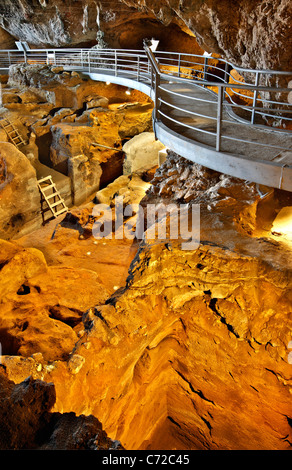 Theopetra cave, a prehistoric site, about 4 km from Meteora, Trikala, Thessaly, Greece Stock Photo