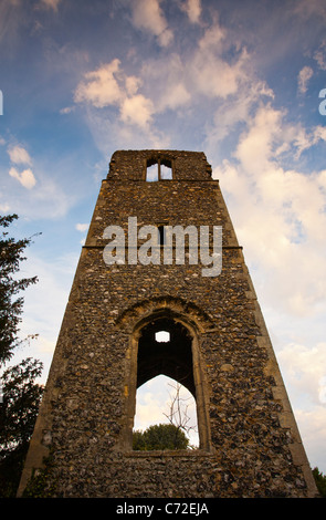 The ruined tower of St Mary's church at Great Melton in Norfolk, England. Stock Photo