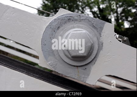 Giant bolt on Clifton Suspension Bridge in Bristol which is under a major refurbishment UK Stock Photo