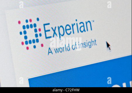 Close up of the Experian logo as seen on its website. (Editorial use only: ­print, TV, e-book and editorial website). Stock Photo