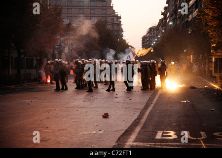 Labor unions, indignant people, university students, taxi drivers and football fans demonstrated Stock Photo
