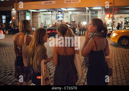 Hordes of shoppers descend on the trendy Meatpacking District in New York Stock Photo