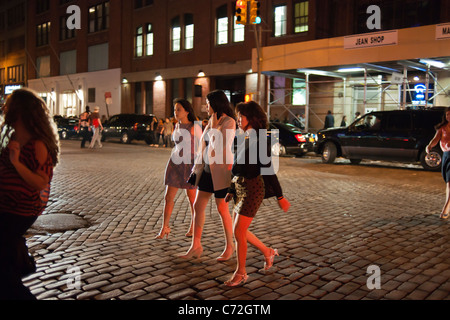 Hordes of shoppers descend on the trendy Meatpacking District in New York during the third annual Fashion's Night Out Stock Photo