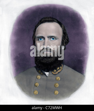 Colorized illustration of Thomas 'Stonewall' Jackson, Confederate General in the USA Civil war Stock Photo