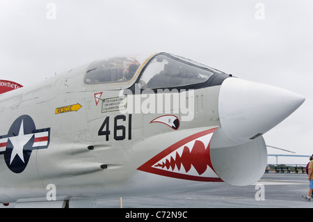 F8 Crusader Airplane USS Midway San Diego California Stock Photo