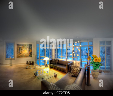 ARCHITECTURE: Contemporary Living Room setting (Germany/Bad Toelz) Stock Photo