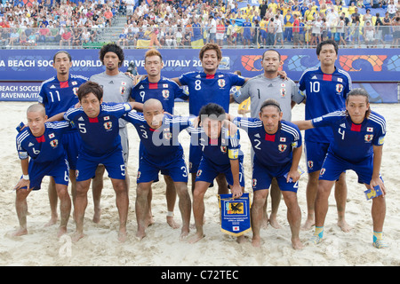 Japan team group line-up for the Beach Soccer : FIFA Beach Soccer World Cup Ravenna-Italy 2011. Stock Photo
