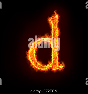 fire alphabets in flame, small letter d Stock Photo