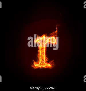 fire alphabets in flame, small letter r Stock Photo