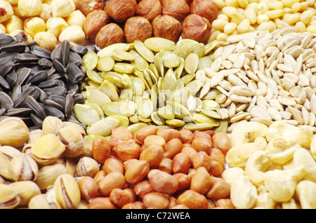 seeds and nuts with collection Stock Photo