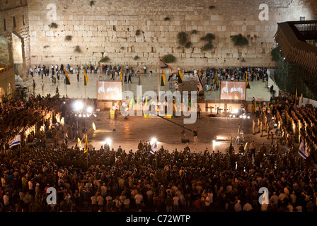 Military oath ceremony. Western Wall. Jerusalem Old City. Israel Stock Photo