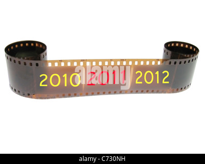 reel of filmstrip with years Stock Photo