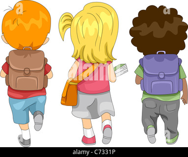 Illustration of Kids Going to School Stock Photo