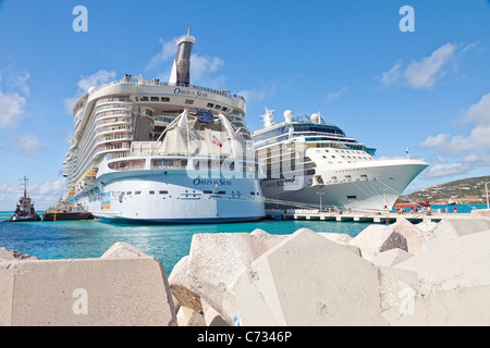 Cruise ships in port of Philipsburg, St. Maarten. Stock Photo