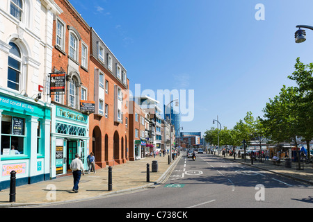 View down The Hard on the seafront near, the Historic Dockyard, Portsmouth, Hampshire, England, UK Stock Photo