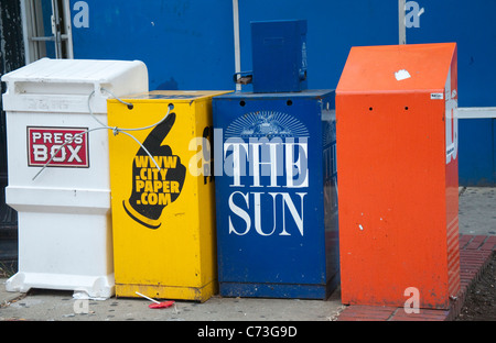 Newspaper vending machines in Baltimore, Maryland, USA Stock Photo