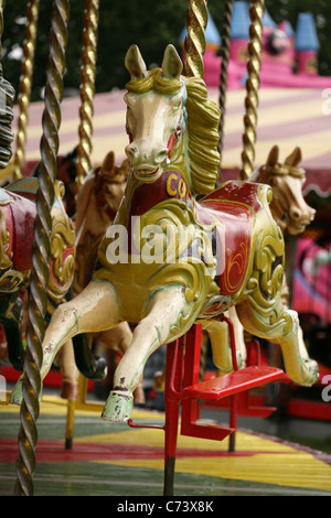 horse merry go round closeup Stock Photo