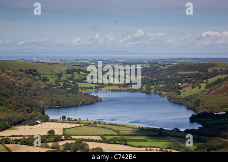 Loweswater, the Solway Firth, Dumfries and Galloway, Scotland, as seen from Mellbreak, Lake District National Park, Cumbria Stock Photo