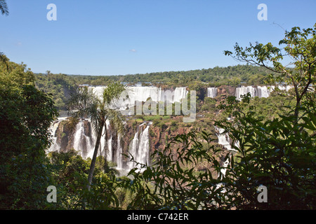 Iguassu Falls seen from Brazilian side, Paraná, Brazil, South America. Stock Photo