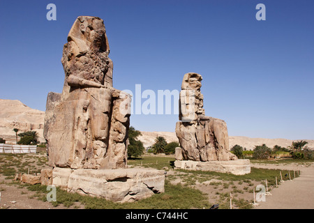 Amenhotep III statues, Colossi of Memnon, Luxor, Egypt. Stock Photo