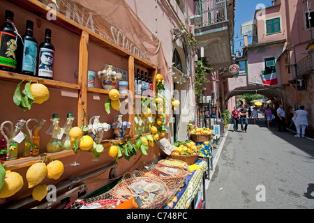 Lemon shop at old town of Monterosso al Mare, Cinque Terre, Unesco World Heritage site, Liguria di Levante, Italy, Mediterranean sea, Europe Stock Photo