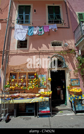 Lemon shop at old town of Monterosso al Mare, Cinque Terre, Unesco World Heritage site, Liguria di Levante, Italy, Mediterranean sea, Europe Stock Photo