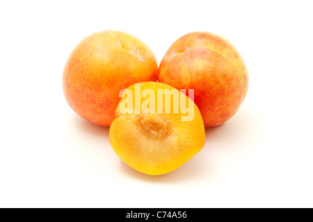 Mirabelle plums on a white background Stock Photo