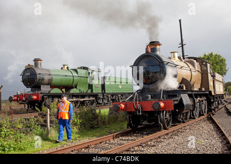 two steam trains Stock Photo