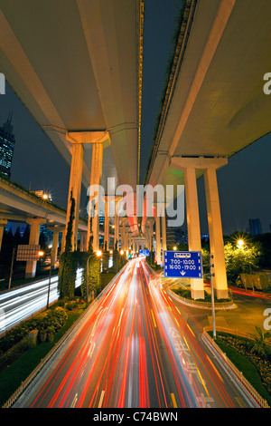 Road bridges in Central Shanghai, Shanghai, China Stock Photo