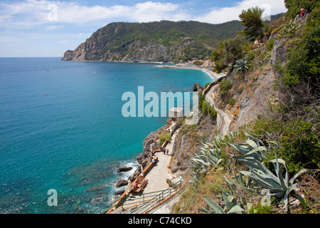 Coastline at Monterosso al Mare, Cinque Terre, UNESCO world heritage site, Liguria di Levante, Italy, Mediterranean sea, Europe Stock Photo