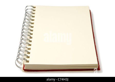 Add your own element. An open spiral notebook with blank pages. Stock Photo
